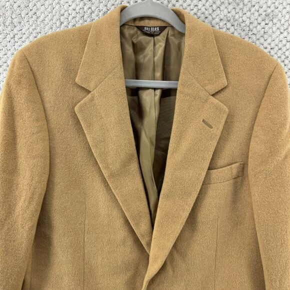 VTG Bill Blass Blazer Men M 100% Camel Hair Khaki Coat Jackets Lined 2 Button - Picture 2 of 16